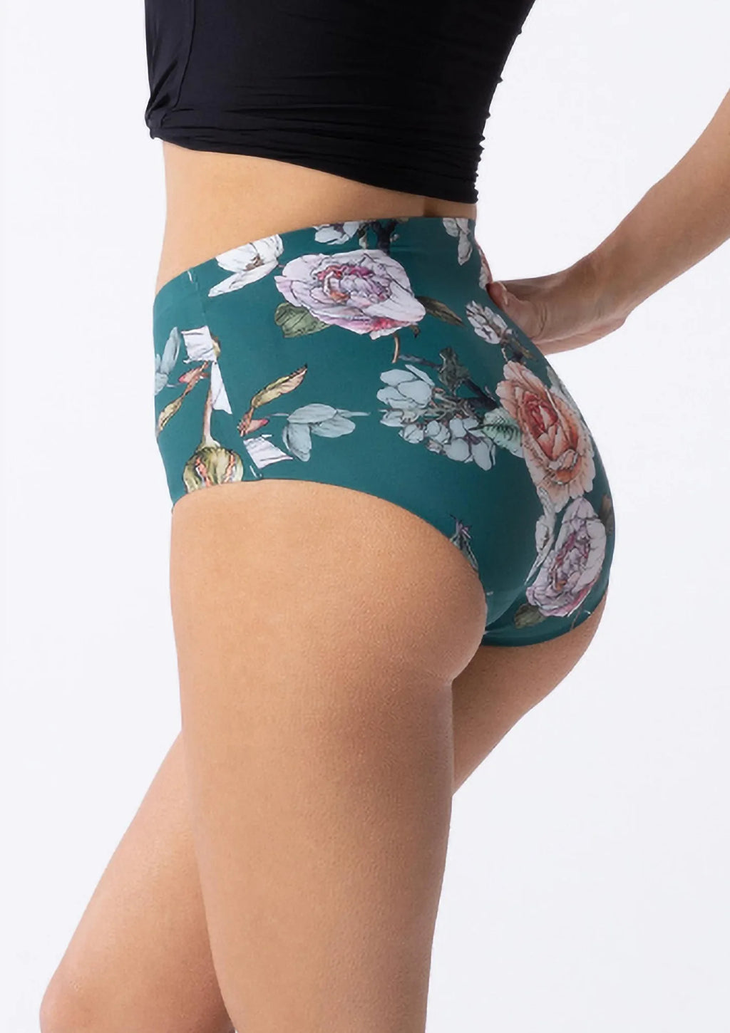 Figi damskie z wysokim stanem w kwiatowy print Tea Rose Simple Maxi Julimex