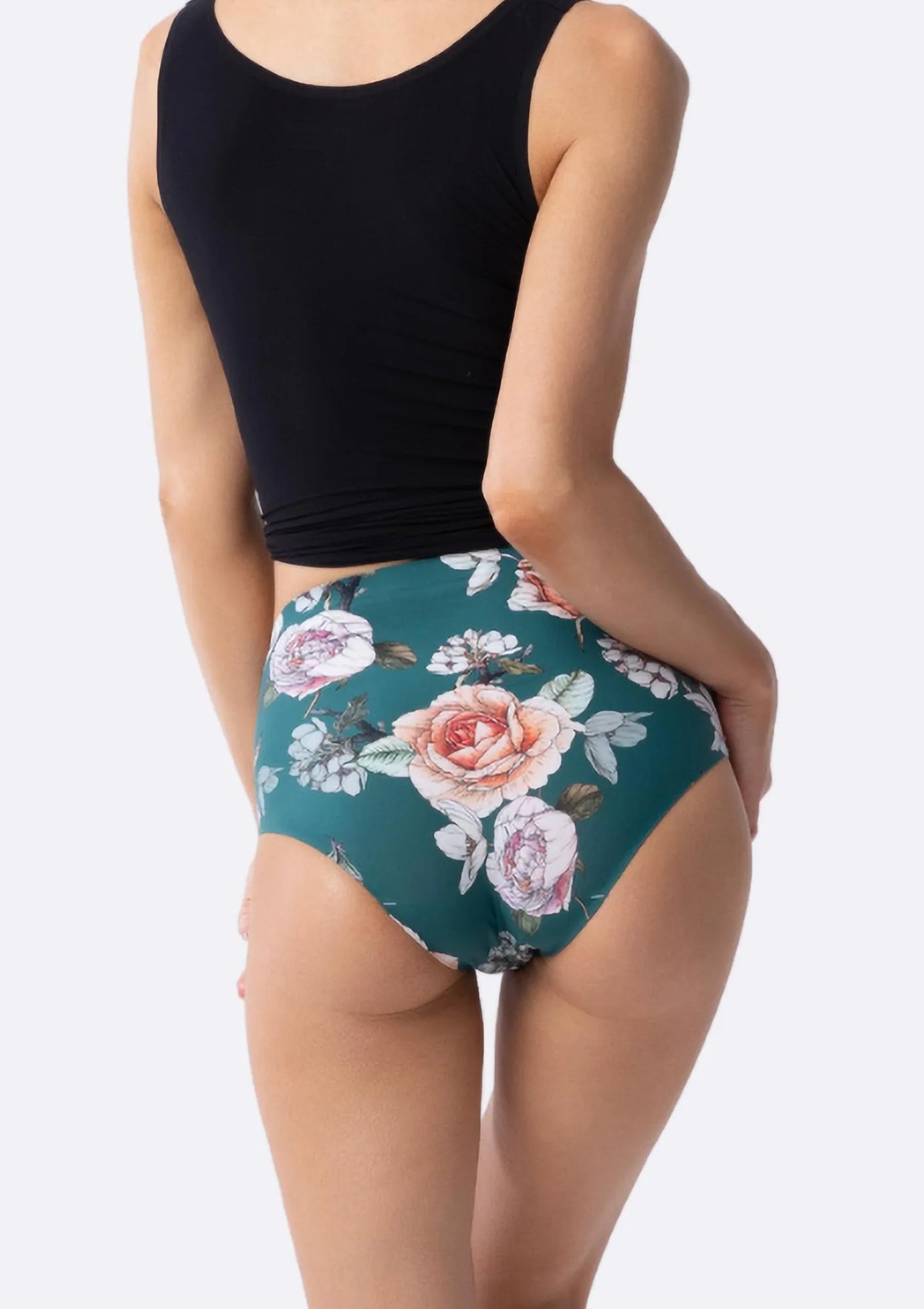 Figi damskie z wysokim stanem w kwiatowy print Tea Rose Simple Maxi Julimex