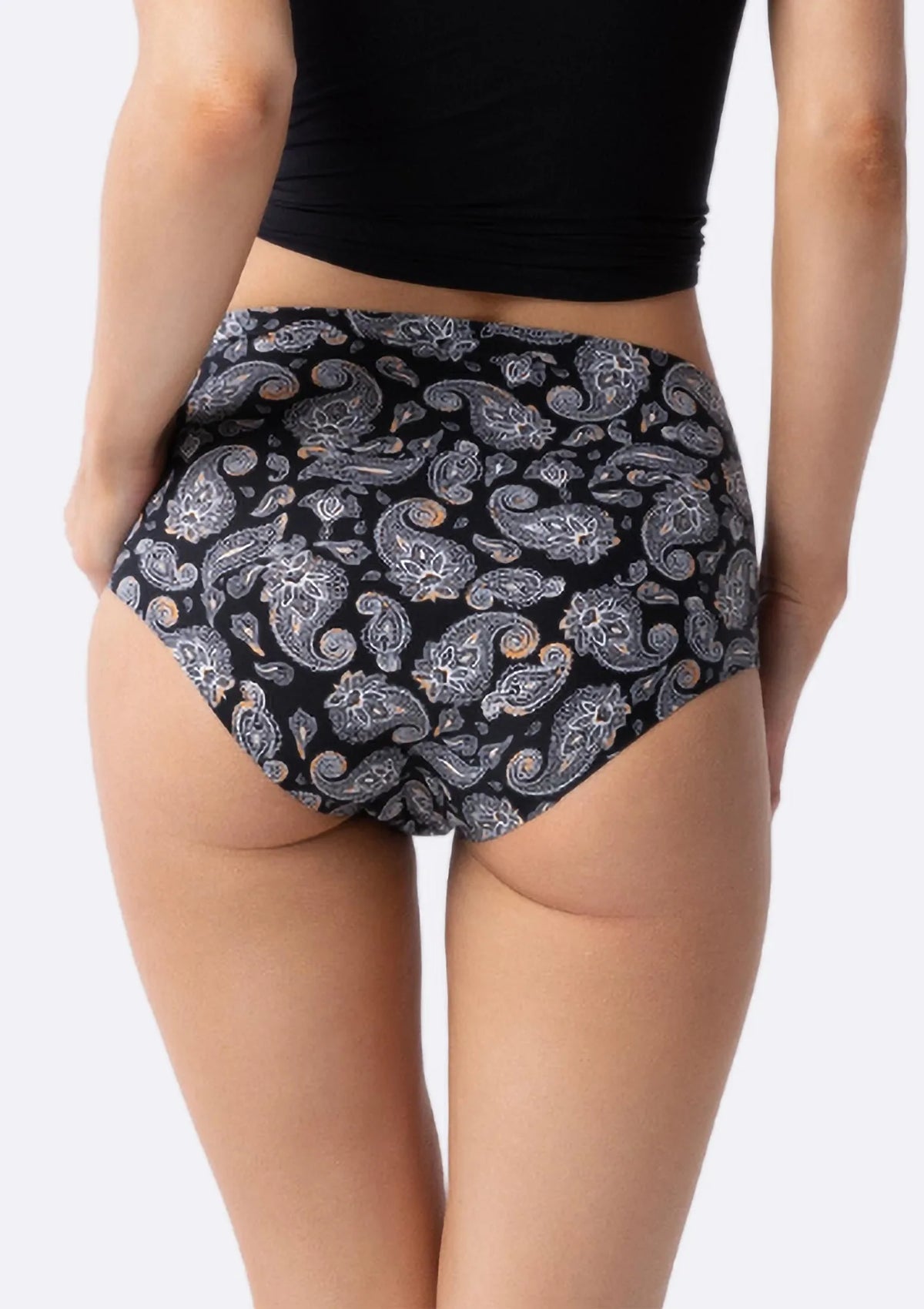 Figi damskie z wysokim stanem w orientalny wzór Paisley Simple Maxi Julimex