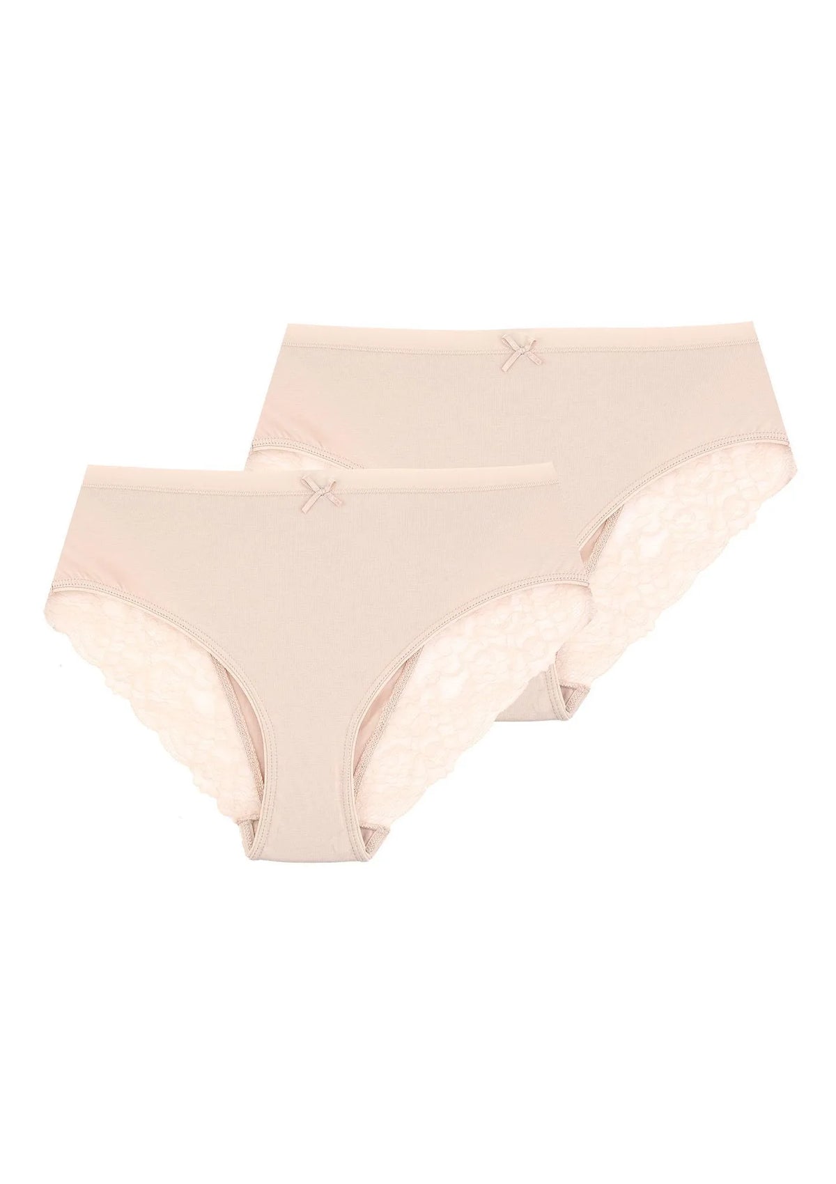 Gładkie bawełniane figi damskie (2 pack) z koronką LPC 162