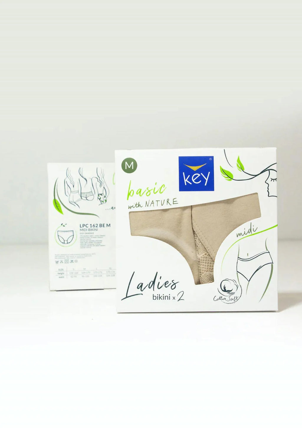 Gładkie bawełniane figi damskie (2 pack) z koronką LPC 162