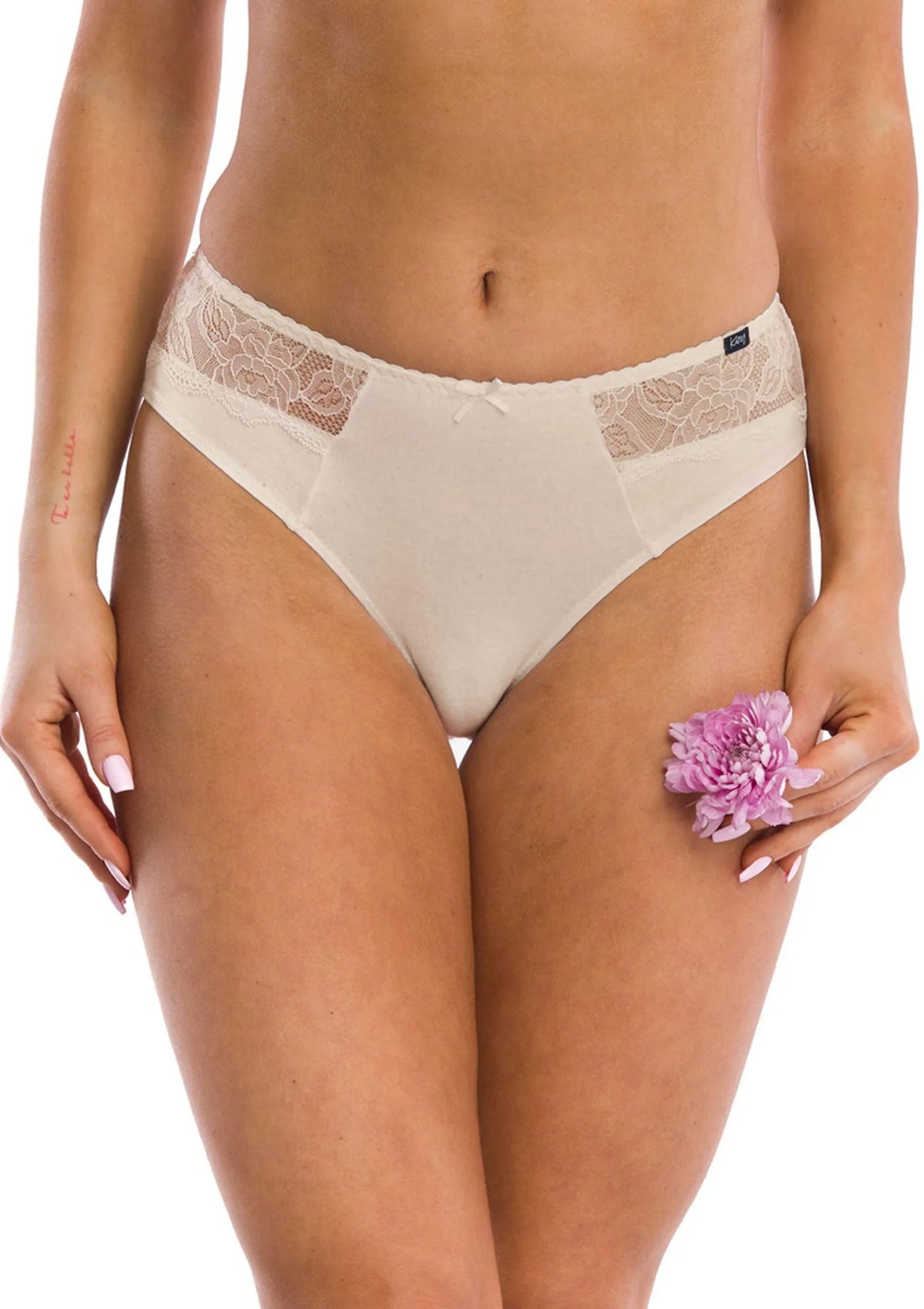 Gładkie figi damskie (2 pack) z koronką LPC 280