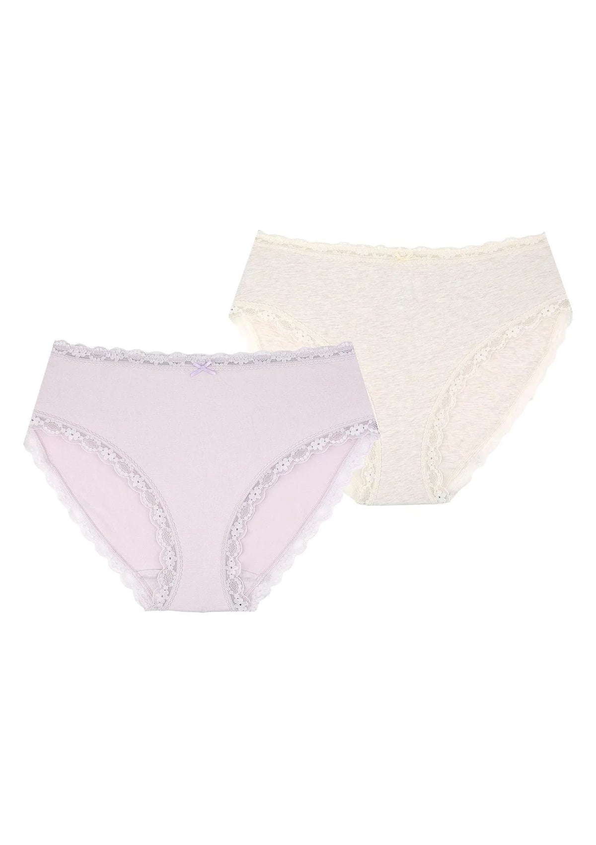 Gładkie figi damskie (2 pack) z koronkowym wykończeniem LPC 231