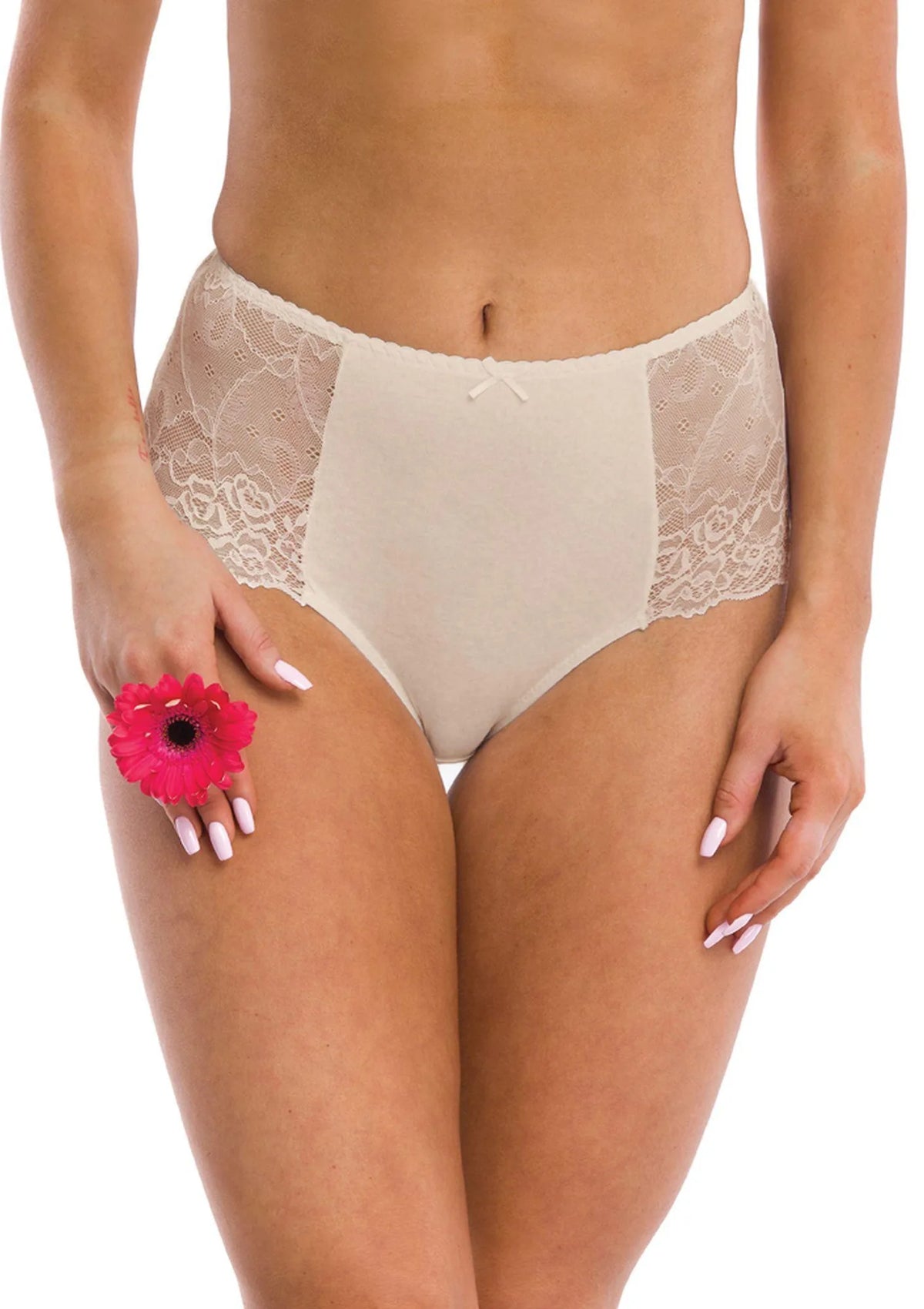 Gładkie wysokie figi damskie (2 pack) z koronką LPF 280