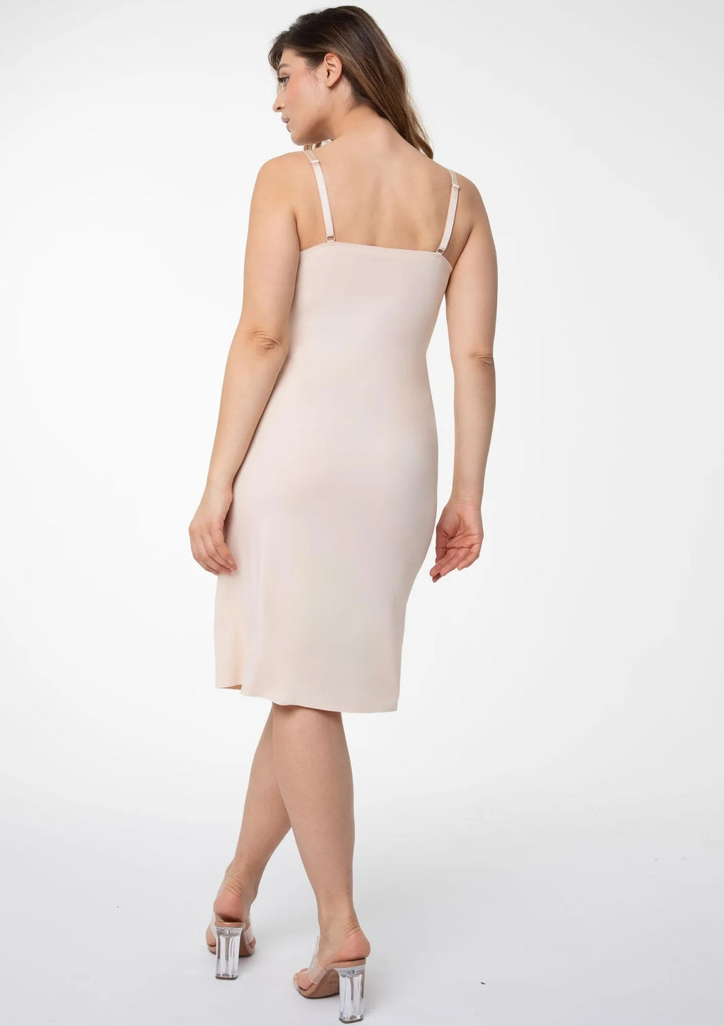 Halka damska o wydłużonym fasonie gładka na ramiączkach Soft&Smooth Slip Long