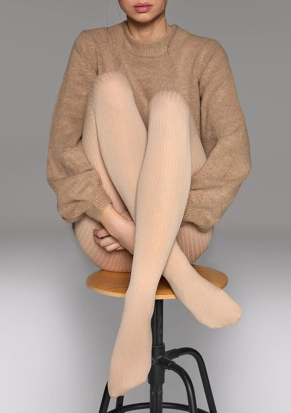 Rajstopy damskie z wiskozy i kaszmiru kremowe Cashmere D09 Line Marilyn · Sand