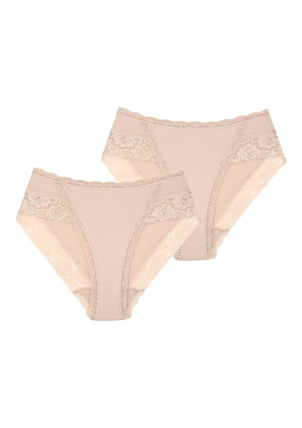 Jednokolorowe figi damskie (2 pack) z koronką LPC 142