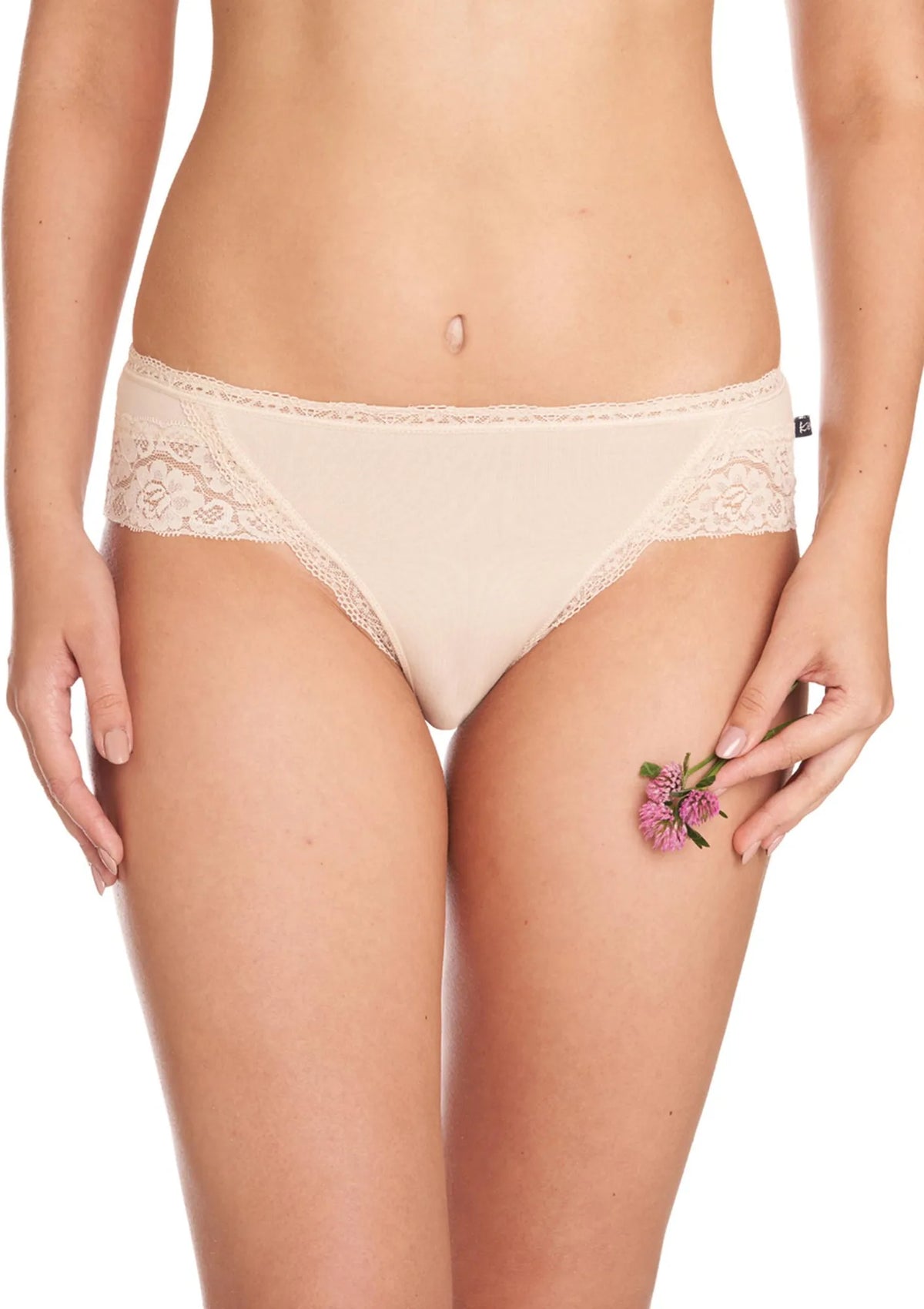 Jednokolorowe figi damskie (2 pack) z koronką LPC 142