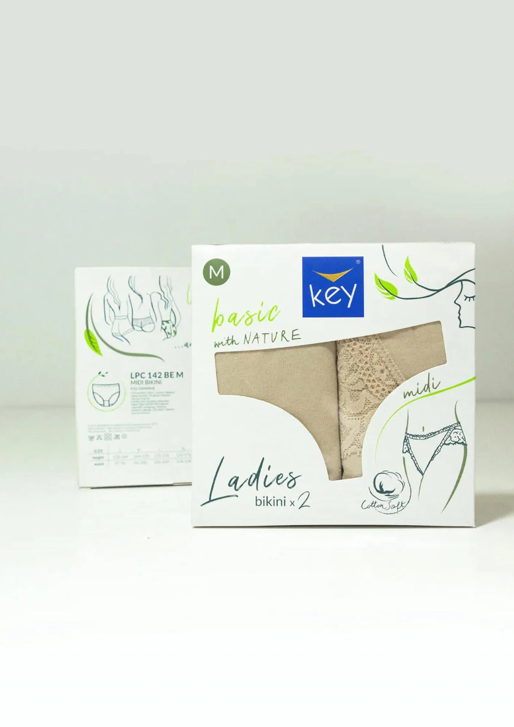 Jednokolorowe figi damskie (2 pack) z koronką LPC 142
