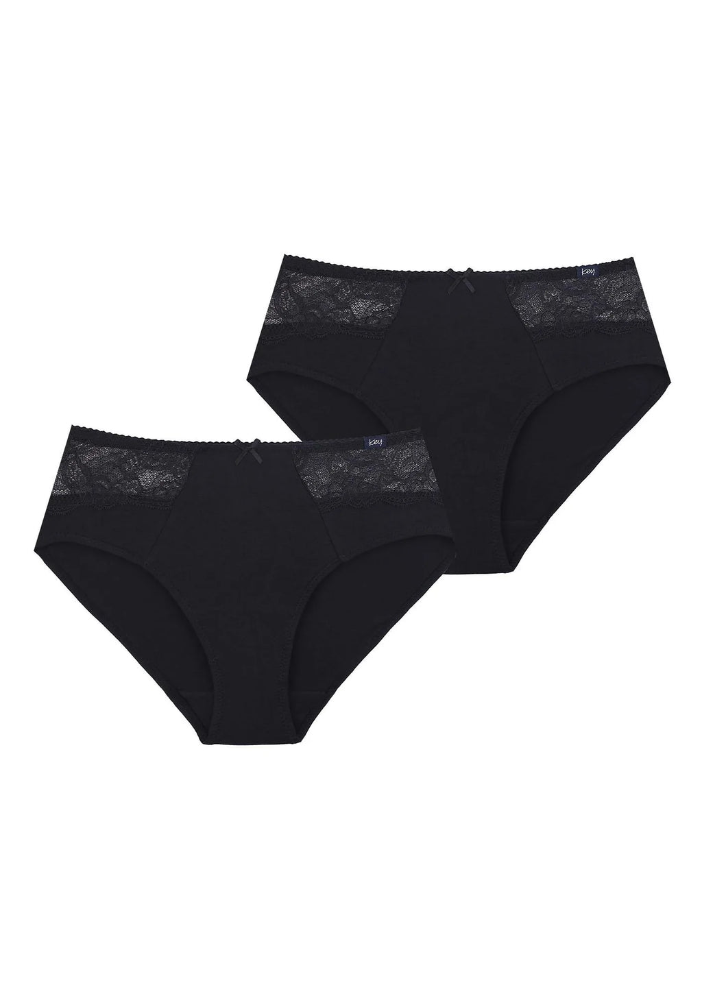 Jednokolorowe figi damskie (2 pack) z koronką LPC 280