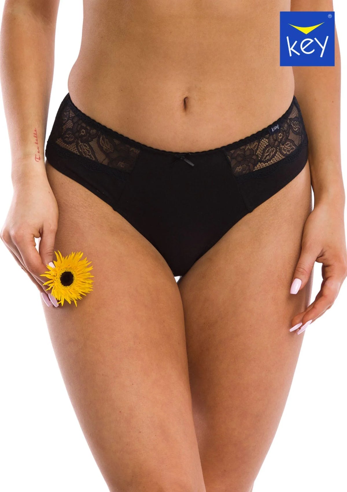 Jednokolorowe figi damskie (2 pack) z koronką LPC 280