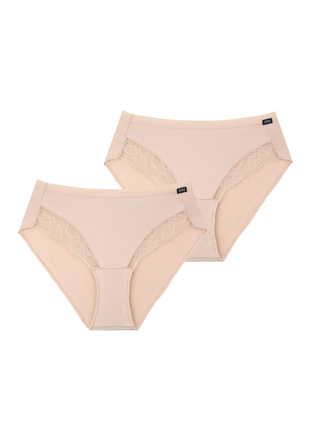 Jednokolorowe figi damskie (2 pack) z koronką przy pachwinach LPC 141