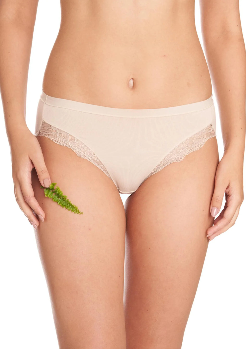 Jednokolorowe figi damskie (2 pack) z koronką przy pachwinach LPC 141
