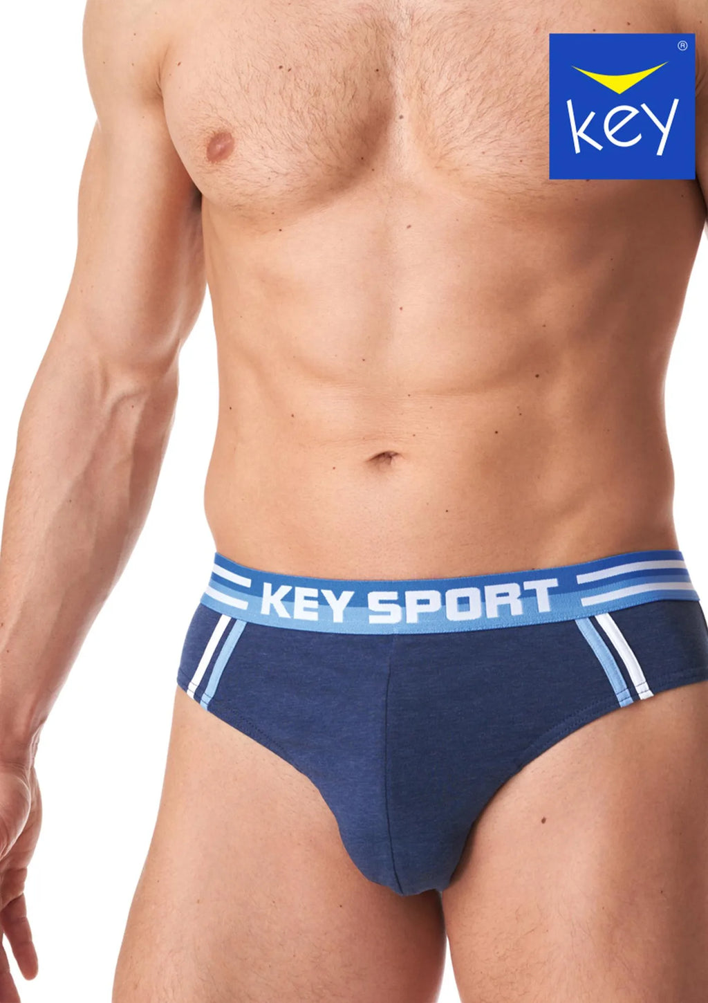 Klasyczne slipy męskie (2 pack) gładkie z zewnętrzną gumą MPP 187 Key