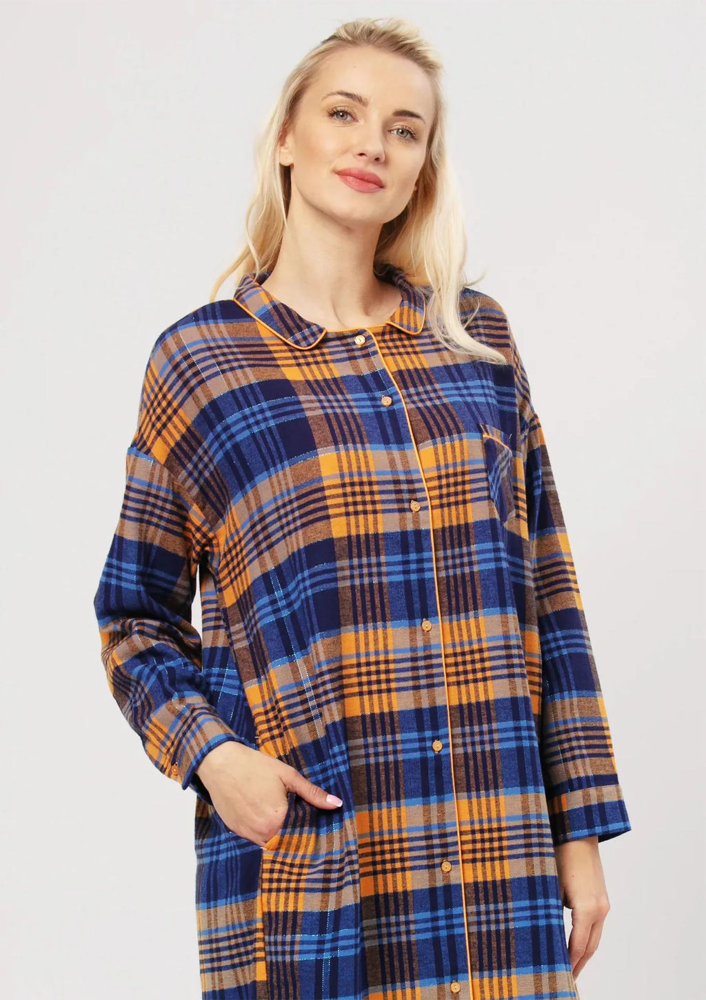 Koszula flanelowa damska w kratę zapinana na guziki LND 482 Key