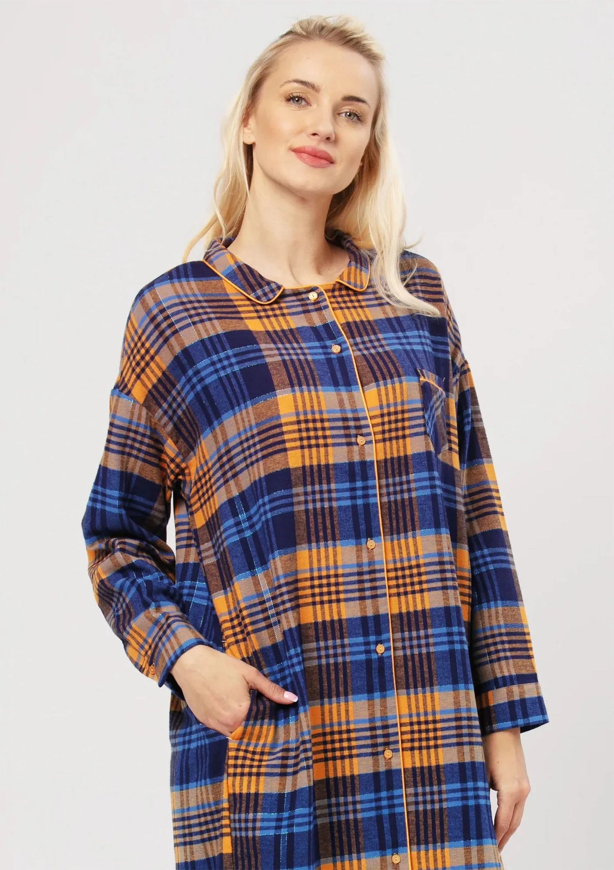Koszula flanelowa damska w kratę zapinana na guziki LND 482 Key
