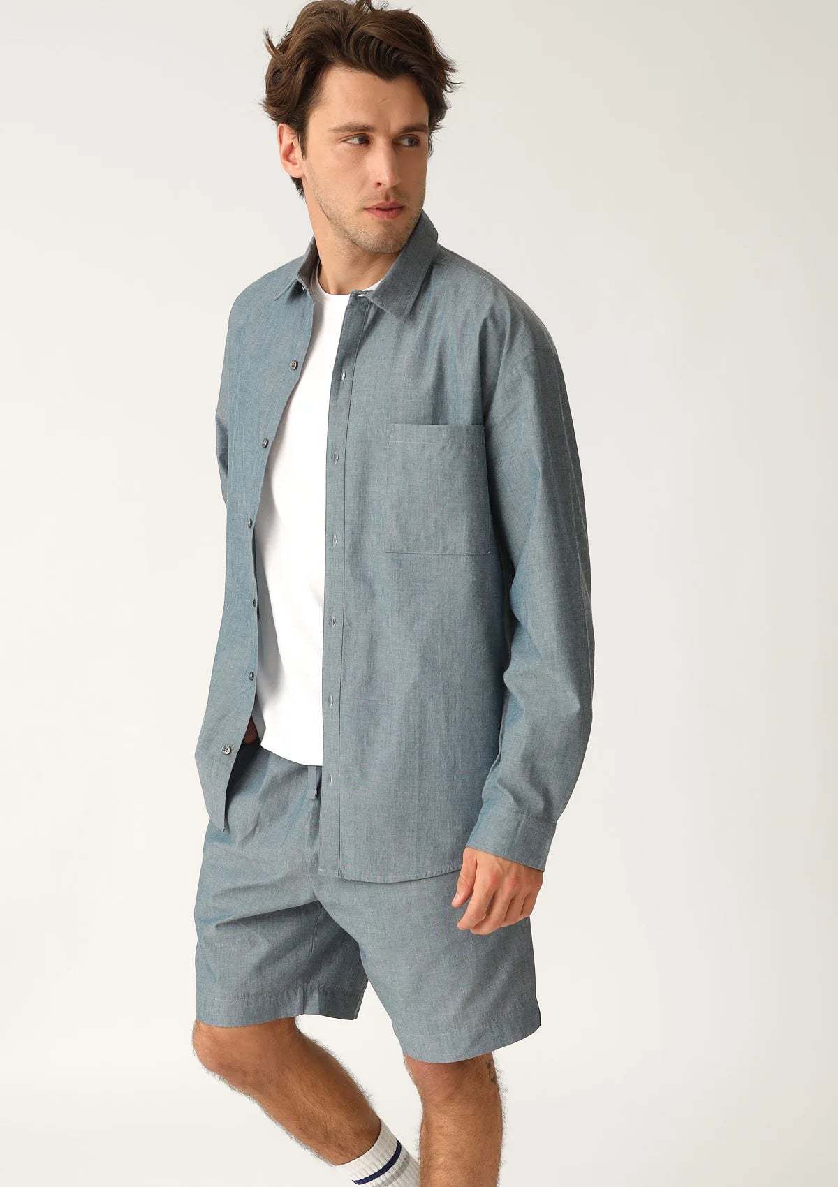 Koszula męska z lekkiej bawełny denim MH543-03 Naviale