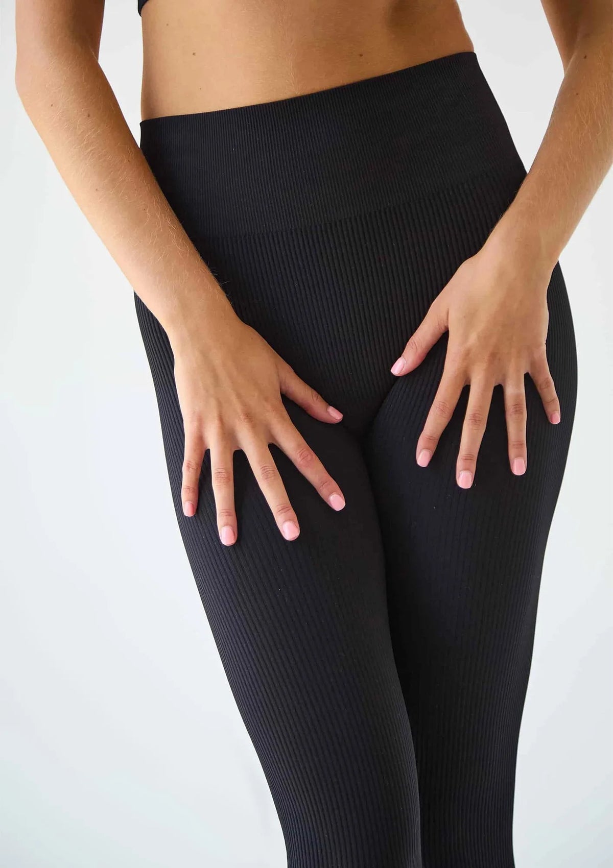 Legginsy bezszwowe prążkowane z szerokim pasem Seamless Ribb Legs