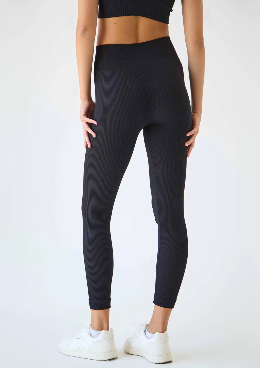 Legginsy bezszwowe prążkowane z szerokim pasem Seamless Ribb Legs