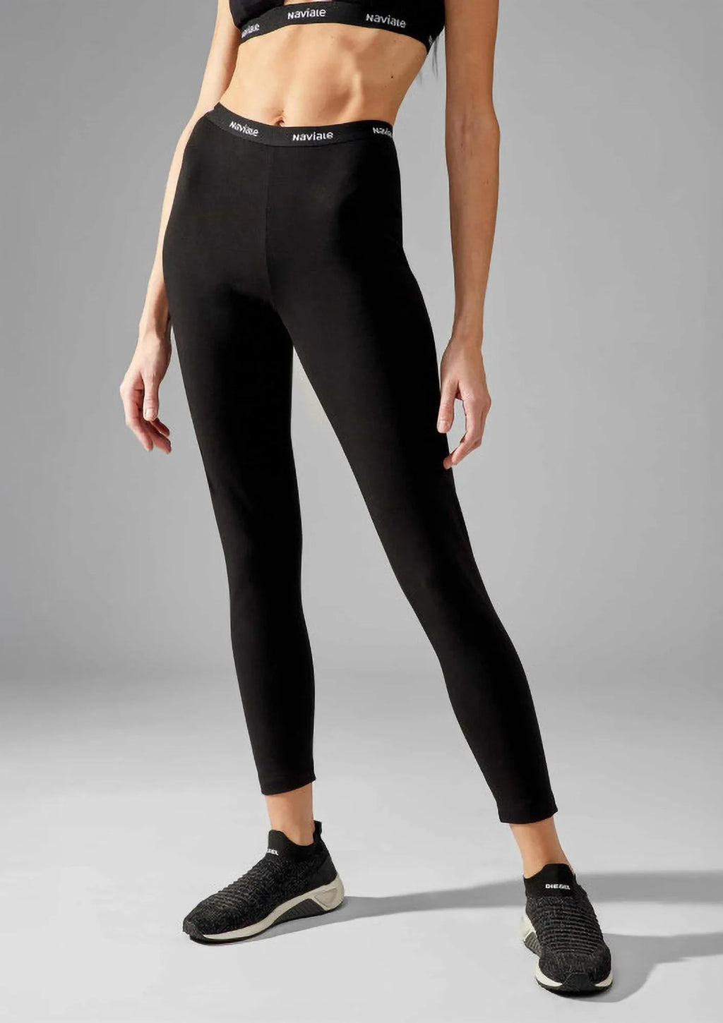Legginsy damskie bawełniane dopasowane z wysokim stanem 440 York Naviale