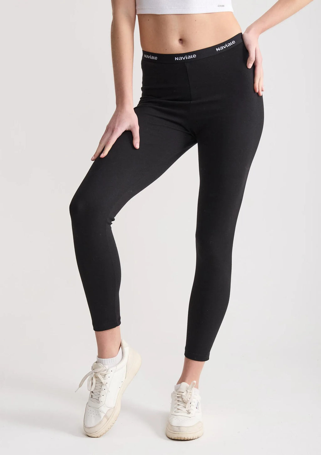Legginsy damskie bawełniane dopasowane z wysokim stanem 440 York Naviale