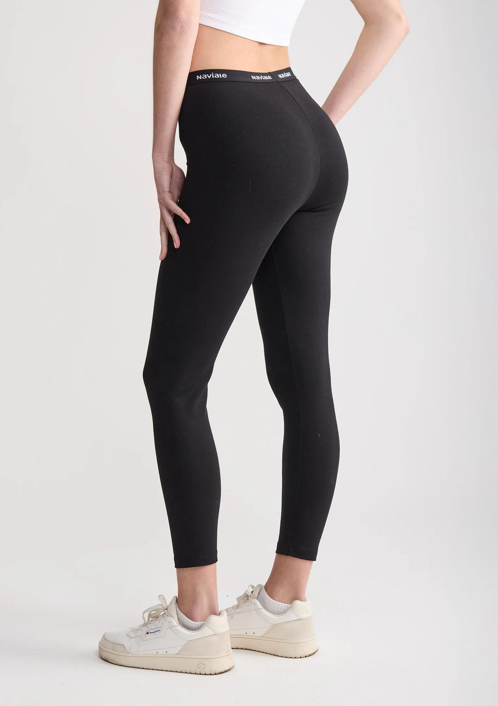 Legginsy damskie bawełniane dopasowane z wysokim stanem 440 York Naviale