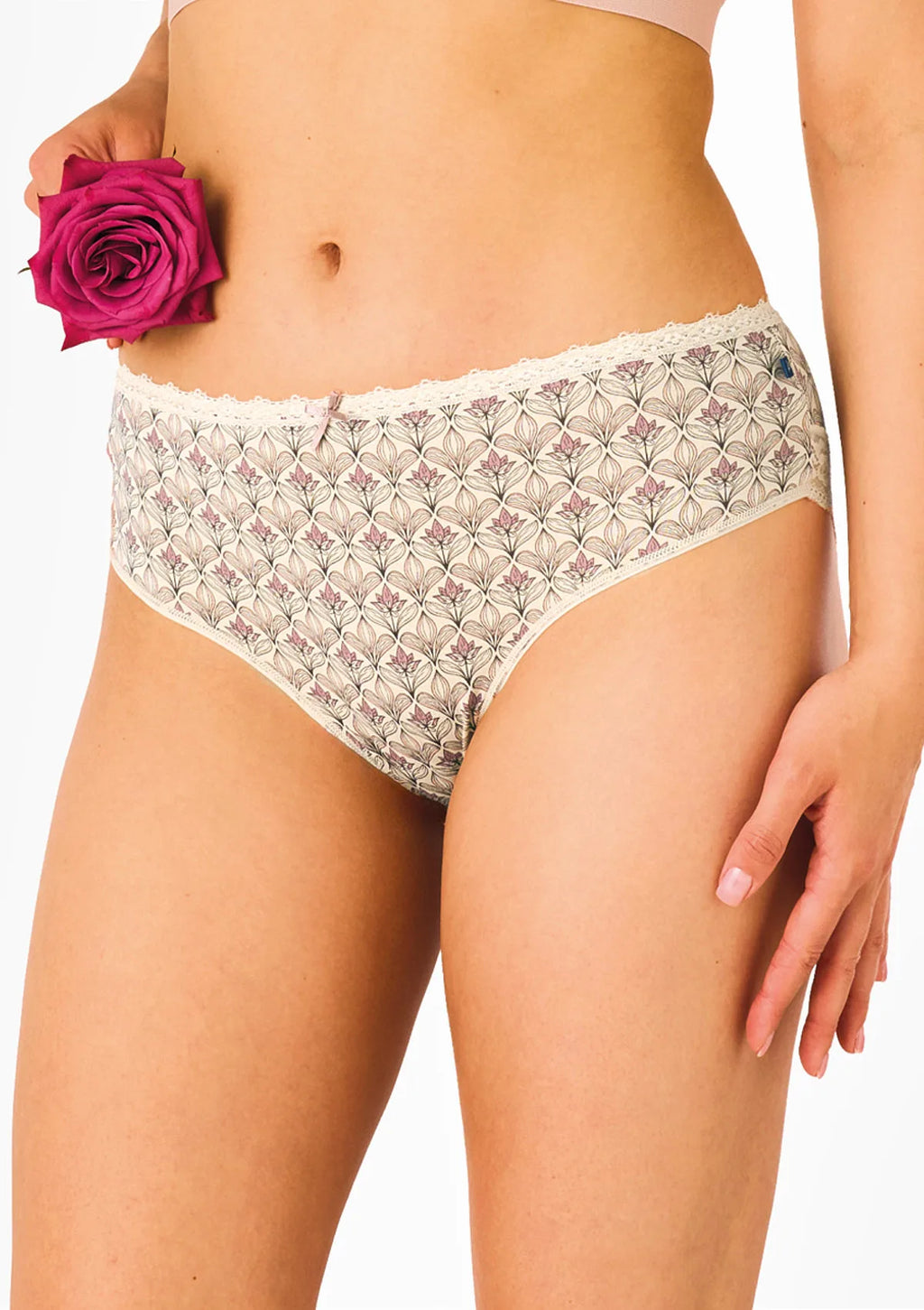 Majtki damskie 2pak bawełniane z koronką midi bikini LPC 511 Key