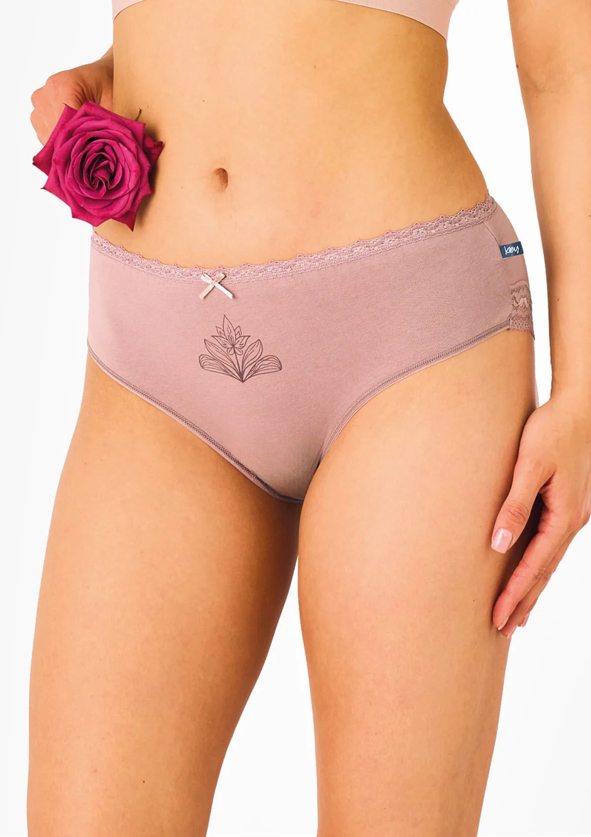 Majtki damskie 2pak bawełniane z koronką midi bikini LPC 511 Key