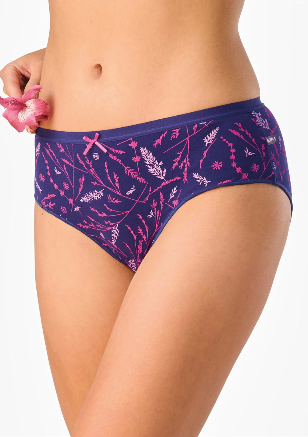 Figi damskie 2pak bawełniane wzorzyste midi bikini LPC 528 Key