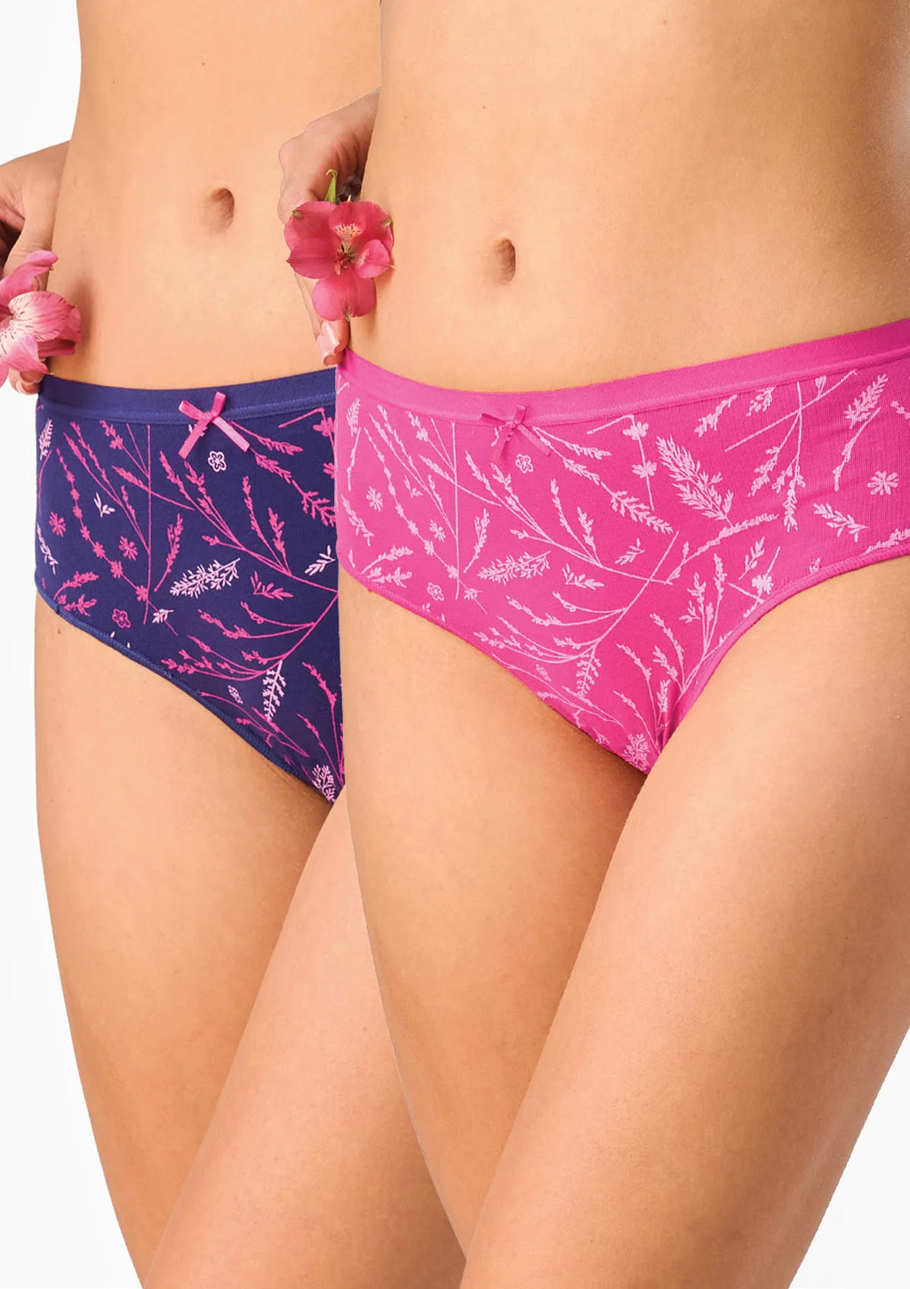Figi damskie 2pak bawełniane wzorzyste midi bikini LPC 528 Key