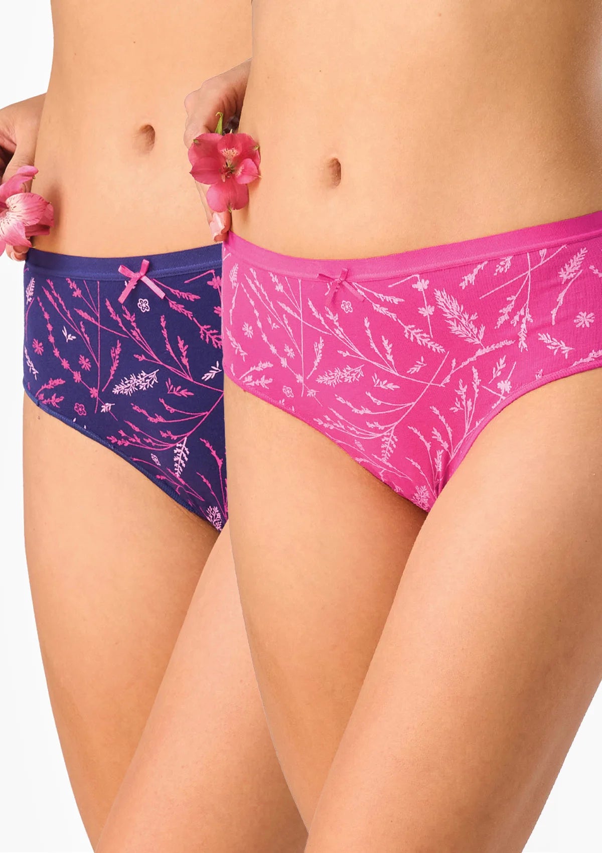 Figi damskie 2pak bawełniane wzorzyste midi bikini LPC 528 Key