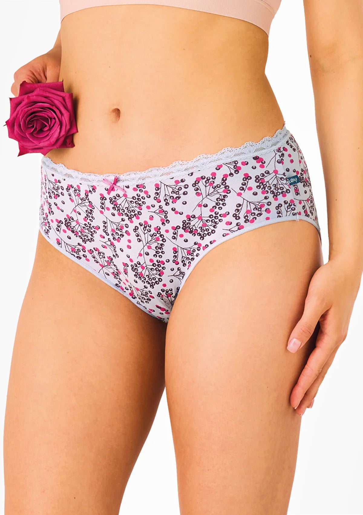Figi damskie 2pak bawełniane midi bikini w jarzębinę LPC 557 Key