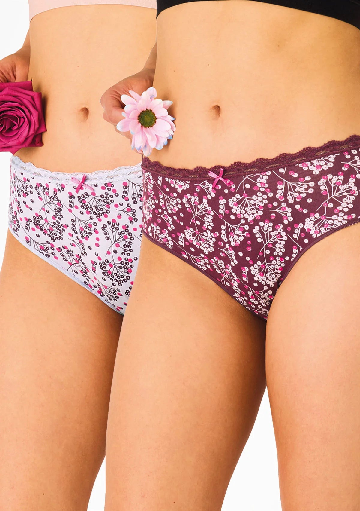 Figi damskie 2pak bawełniane midi bikini w jarzębinę LPC 557 Key