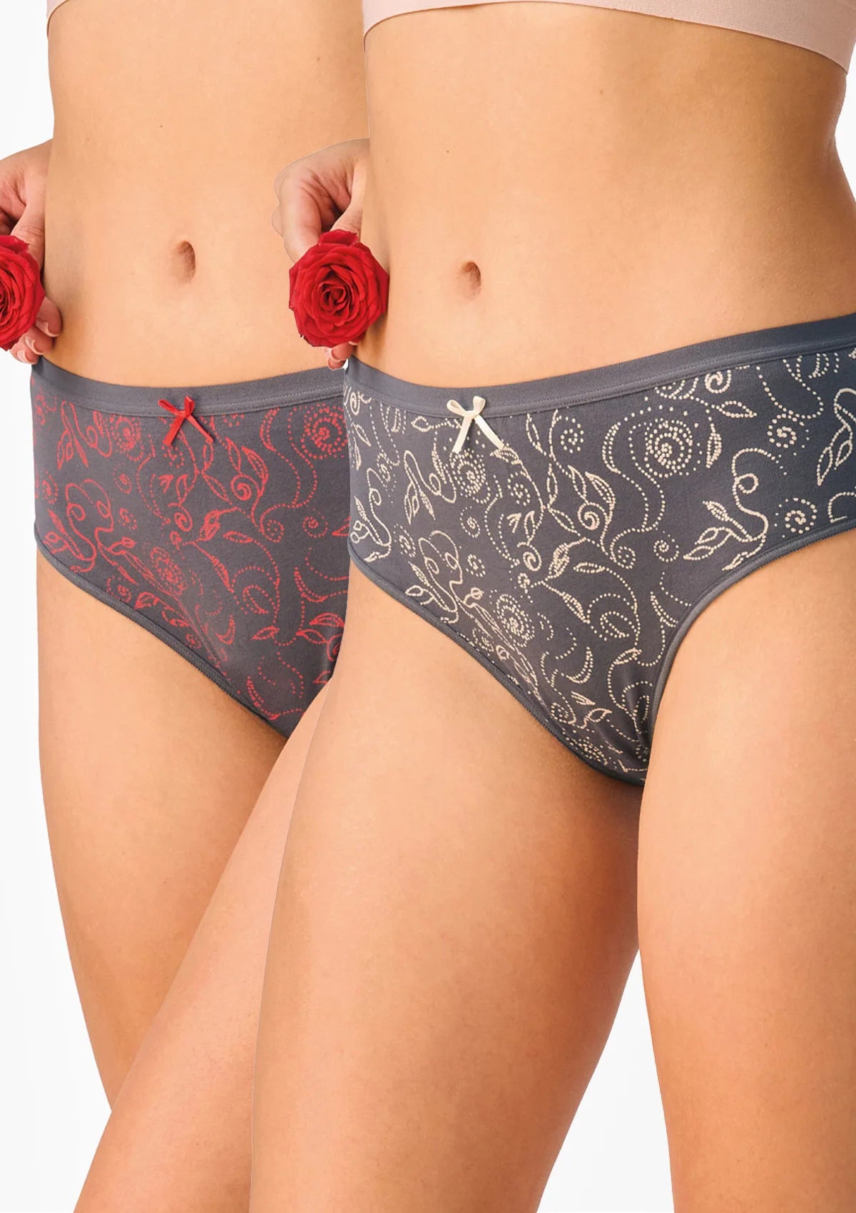 Figi damskie 2pak z koronką midi bikini w róże LPC 573 Key