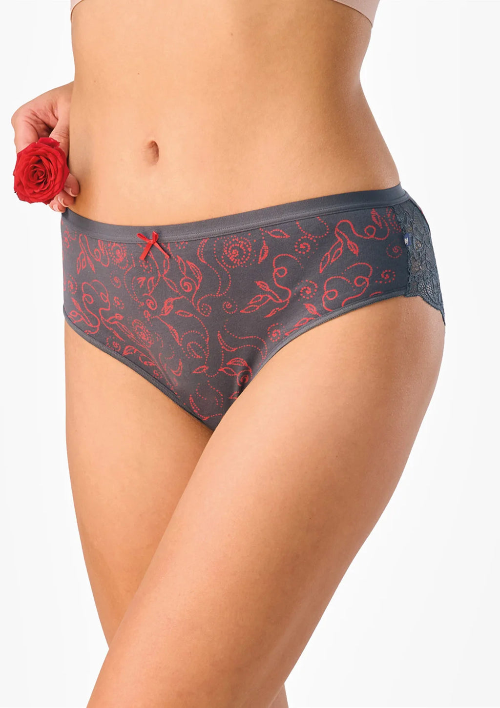 Figi damskie 2pak z koronką midi bikini w róże LPC 573 Key