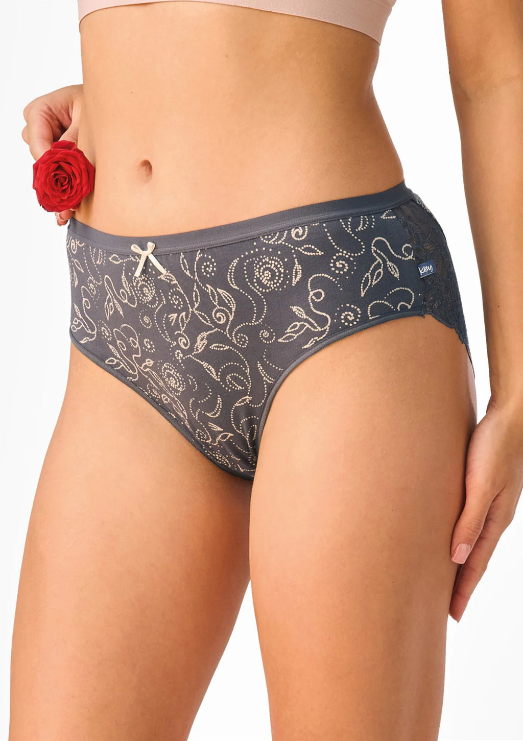 Figi damskie 2pak z koronką midi bikini w róże LPC 573 Key