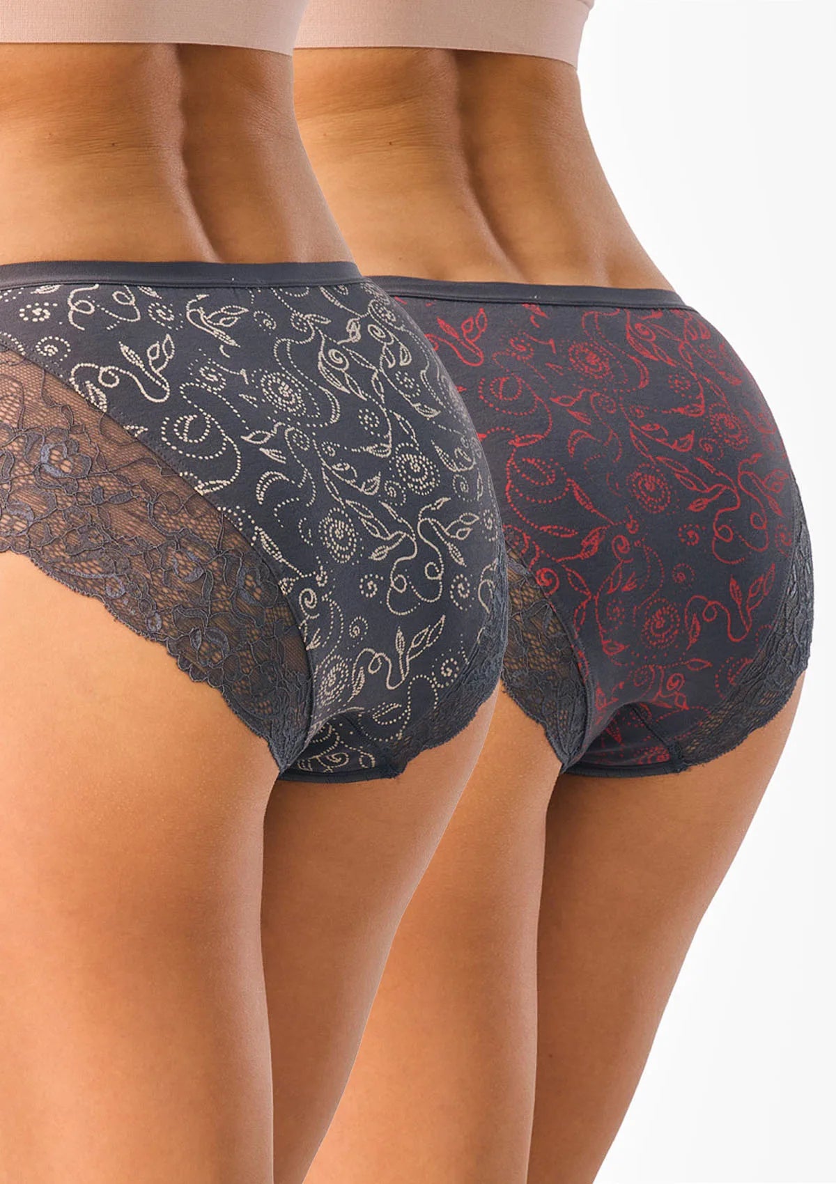 Figi damskie 2pak z koronką midi bikini w róże LPC 573 Key