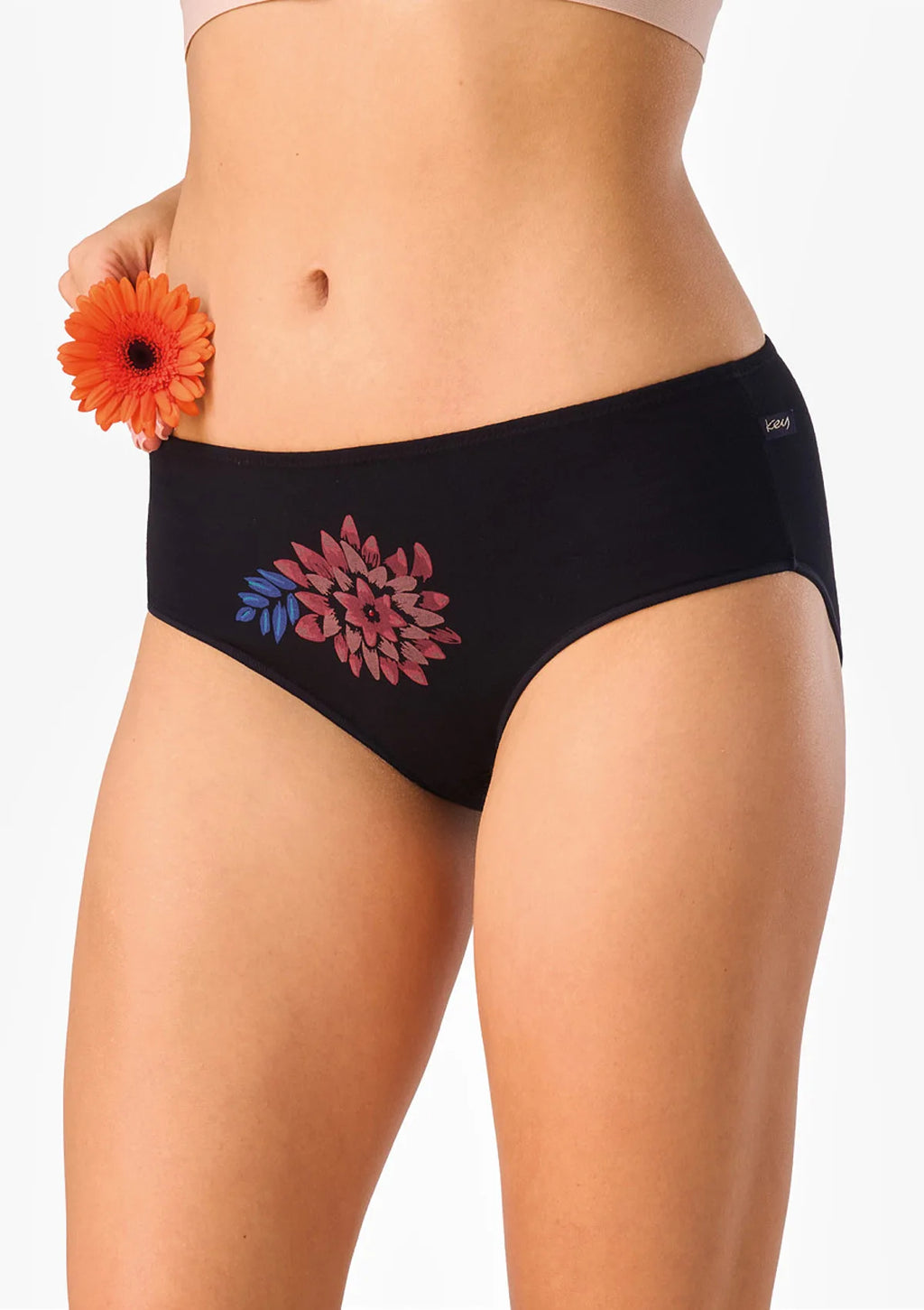 Figi damskie bawełniane 2pak midi bikini kwiatowy wzór LPC 635 Key