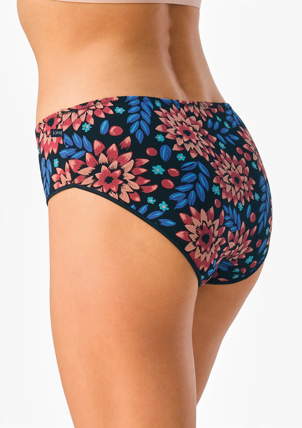 Figi damskie bawełniane 2pak midi bikini kwiatowy wzór LPC 635 Key