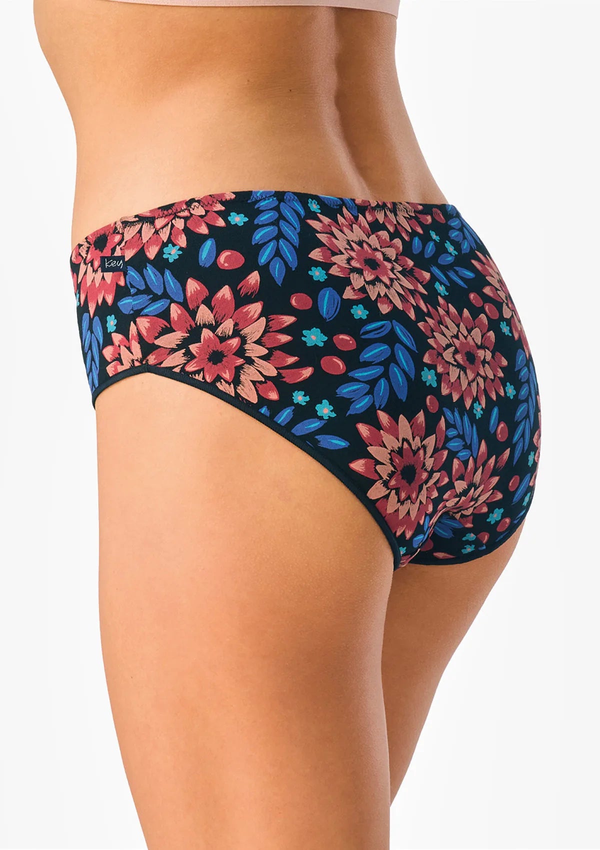 Figi damskie bawełniane 2pak midi bikini kwiatowy wzór LPC 635 Key
