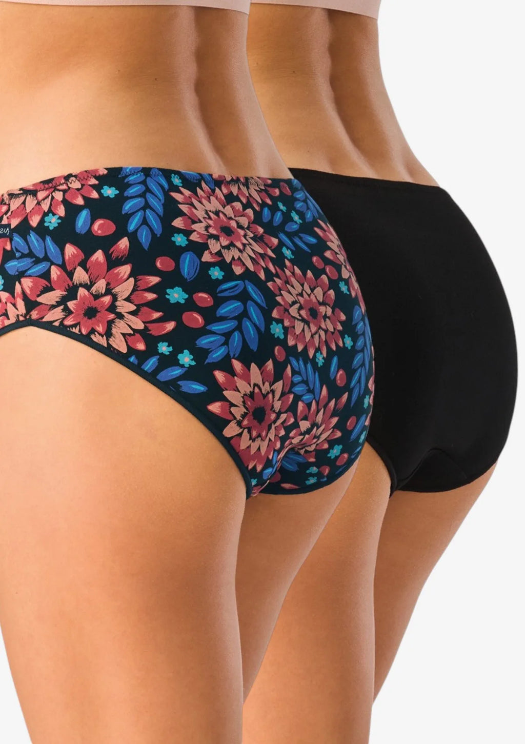Figi damskie bawełniane 2pak midi bikini kwiatowy wzór LPC 635 Key