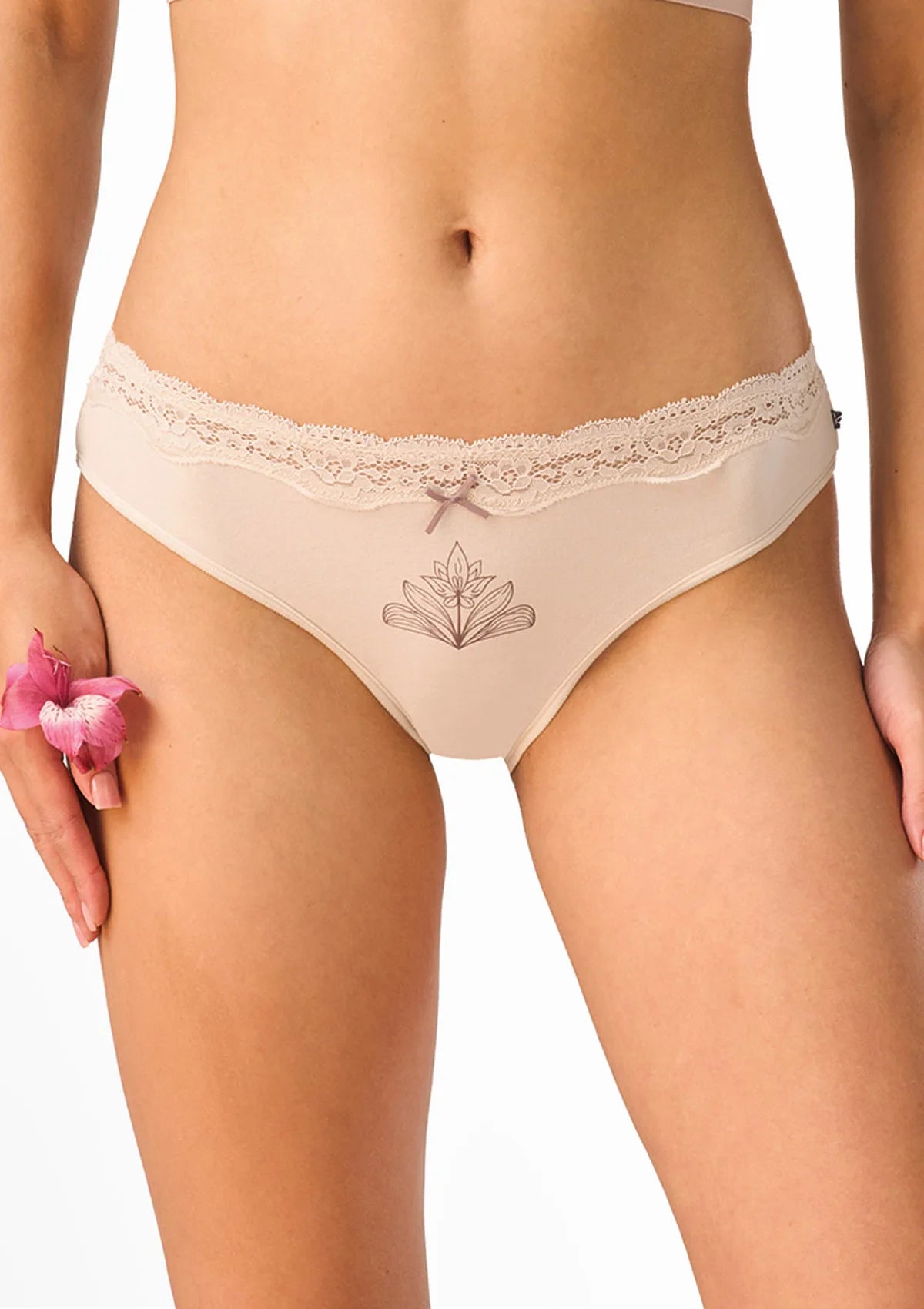 Figi damskie 2pak bawełniane niskie mini bikini z koronką LPR 505 Key