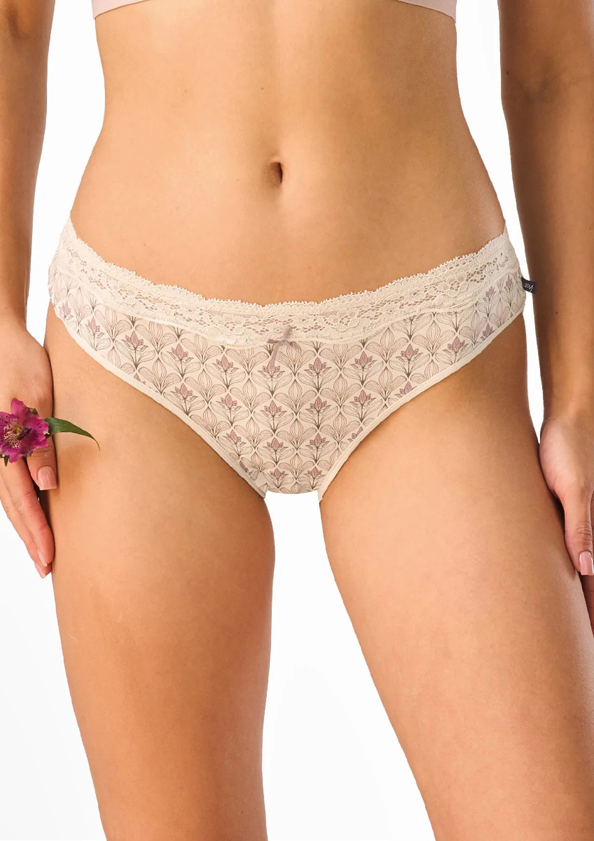 Figi damskie 2pak bawełniane niskie mini bikini z koronką LPR 505 Key
