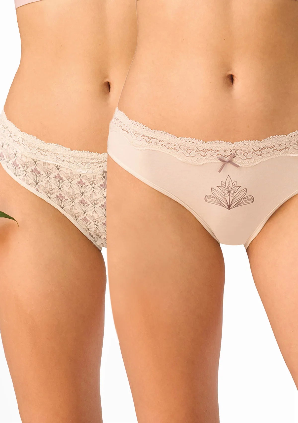 Figi damskie 2pak bawełniane niskie mini bikini z koronką LPR 505 Key