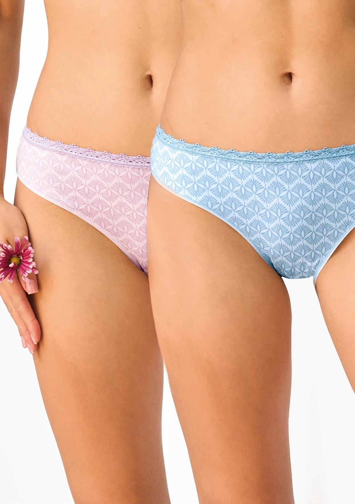 Figi damskie 2pak bawełniane mini bikini z koronką LPR 581 Key