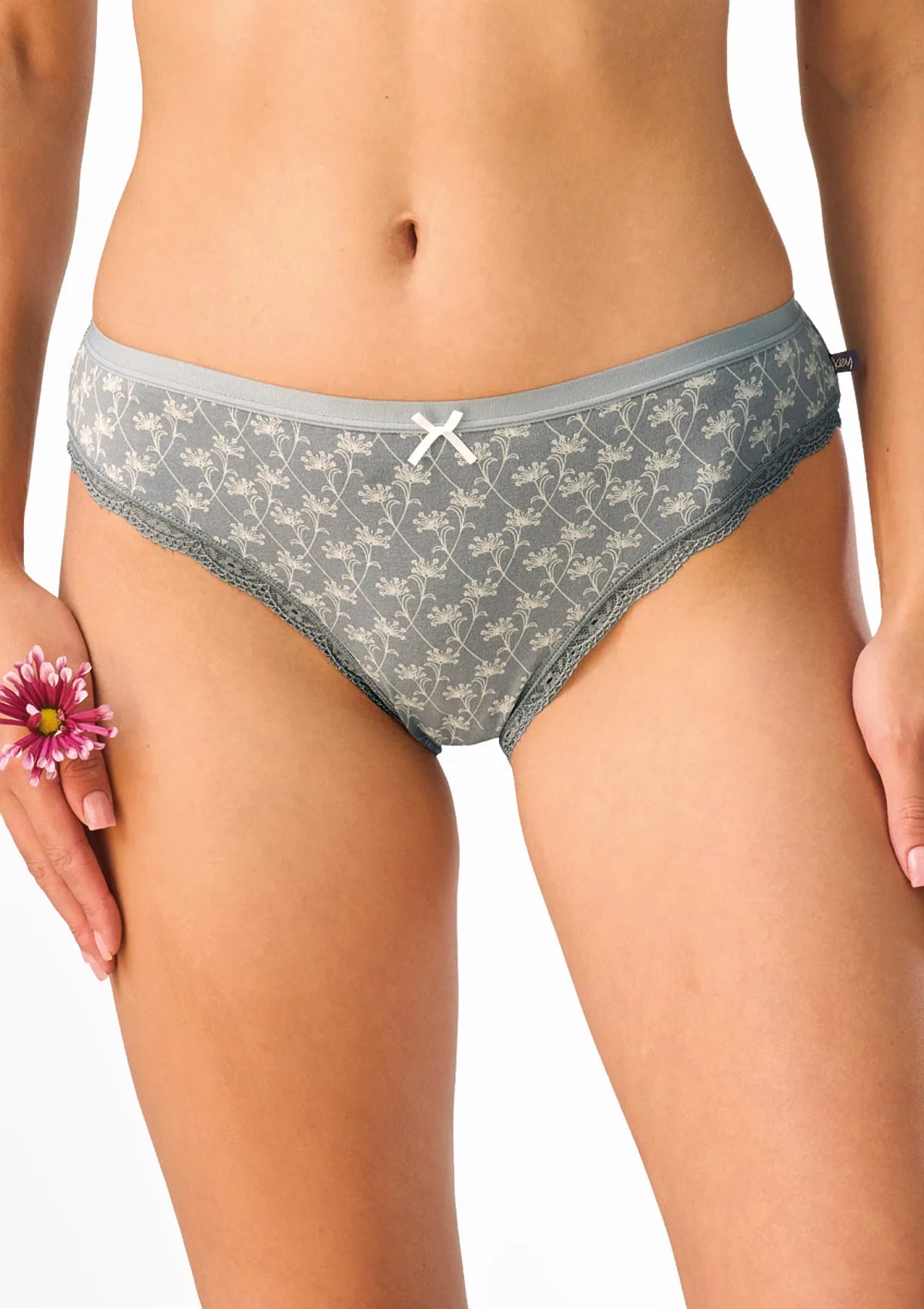 Figi damskie 2pak bawełniane mini bikini w kwiaty LPR 656 Key