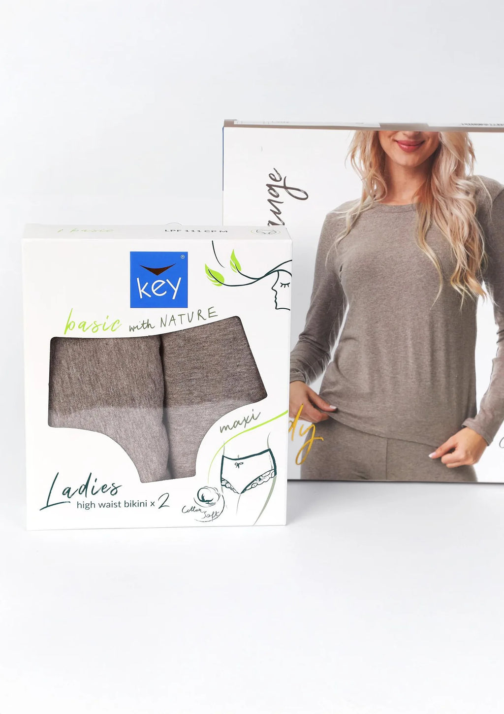 Majtki damskie (2 pack) maxi bikini z koronką cappuccino LPF 111 Key