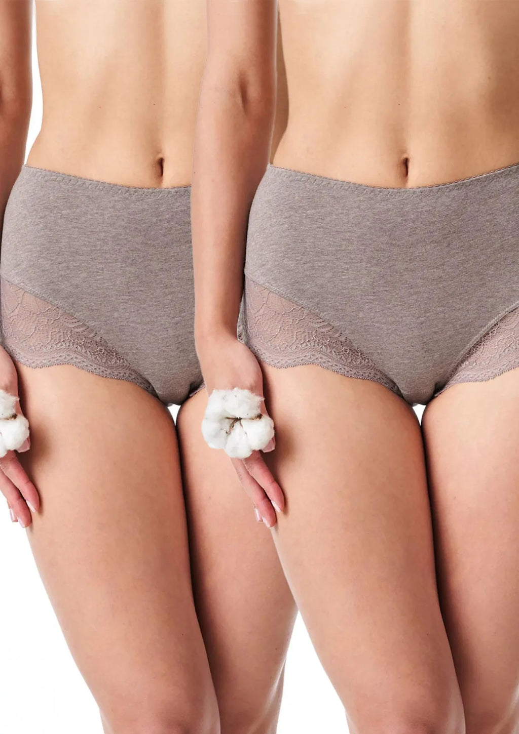 Majtki damskie (2 pack) maxi bikini z koronką cappuccino LPF 111 Key