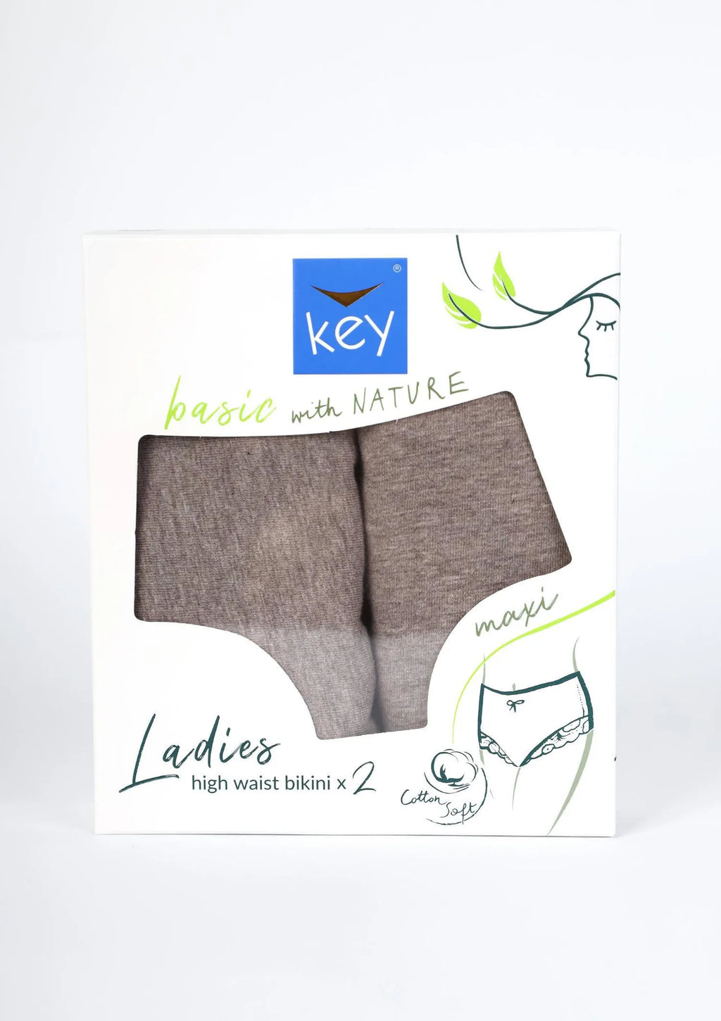 Majtki damskie (2 pack) maxi bikini z koronką cappuccino LPF 111 Key