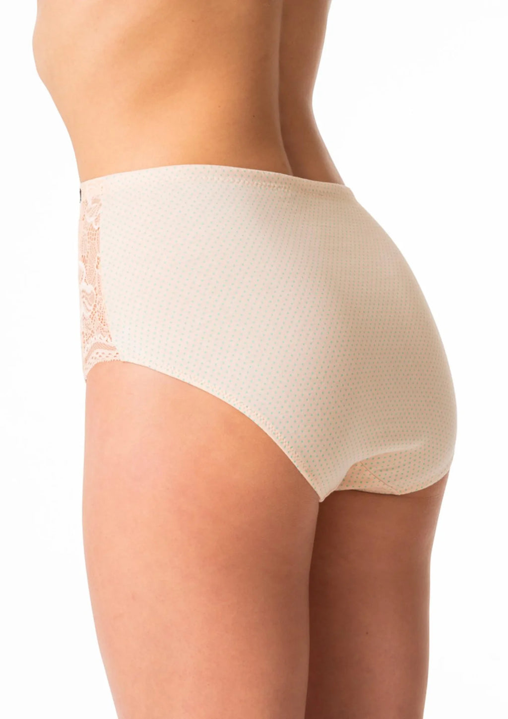 Majtki damskie bawełniane (2 pack) z wysokim stanem maxi bikini i koronkowymi bokami LPF 616 Key